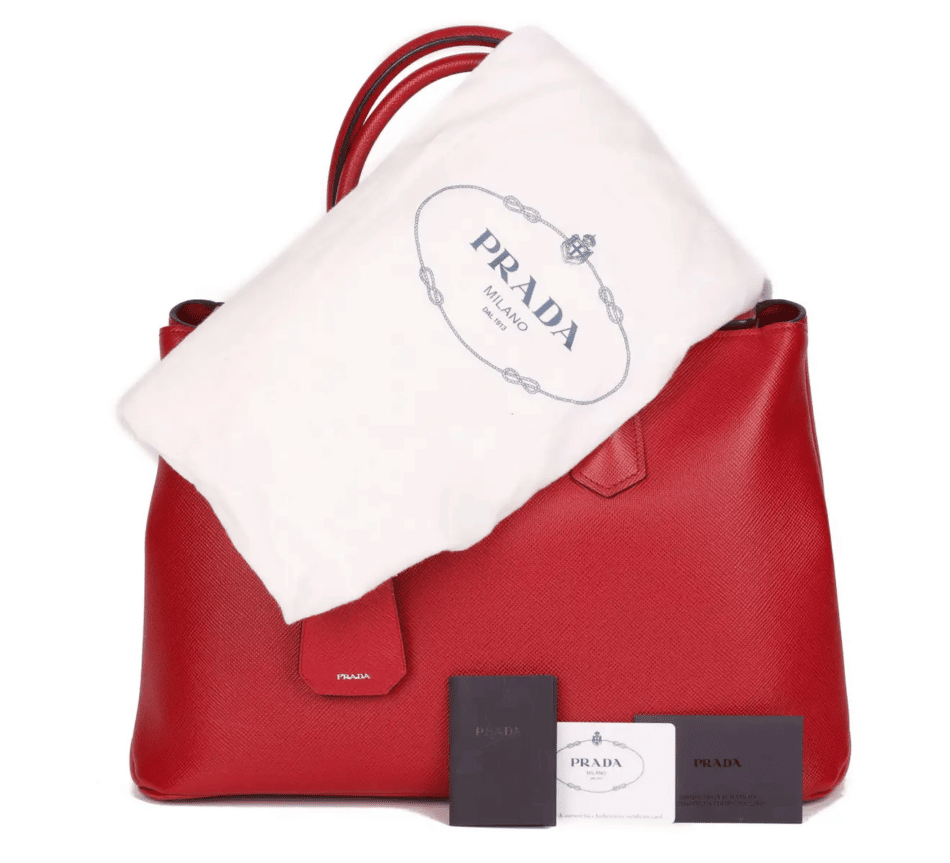 Prada Red Saffiano Leather Twin Tote, 2010